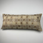 Kelim pudebetræk 30x70 med tern i brun og beige, håndsyet af vintage kelimtæppe