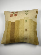 Kelim pudebetræk 60x60 i beige, gul og brun, håndsyet af vintage kelimtæppe
